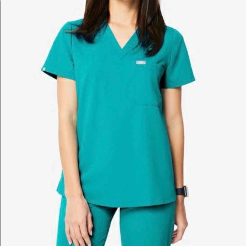 Teal Catarina one pocket scrub top